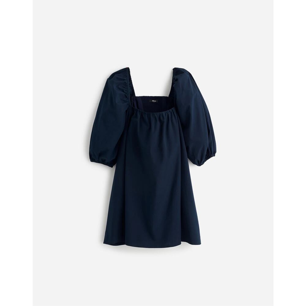 Madewell Square-Neck‎ Puff-Sleeve Mini Dress Navy 4 NS986 Babydoll Cottagecore